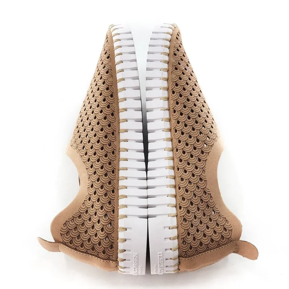 ILSE JACOBSEN Khaki Perforated Breathable Tulip Slip On Shoes‎ Tan